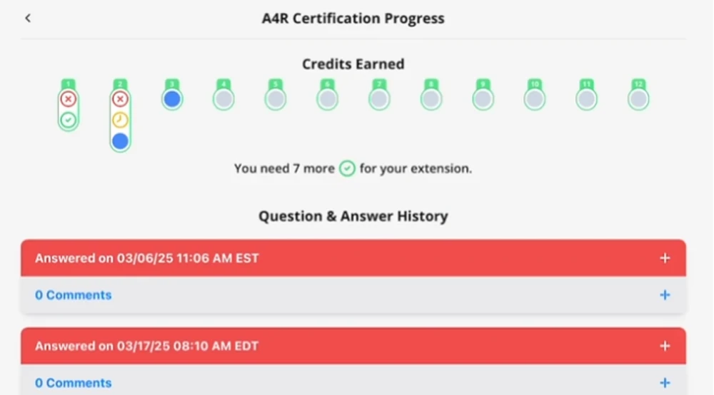 Certification Progress Panel